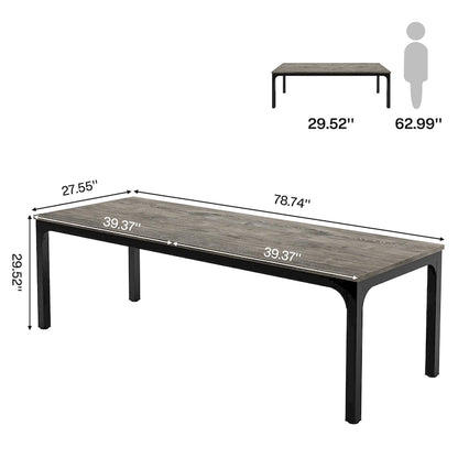 Table de salle à manger rectangulaire pour 6 à 8 personnes, 198 cm de long.