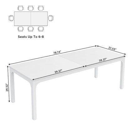 Table de salle à manger rectangulaire pour 6 à 8 personnes, 198 cm de long.