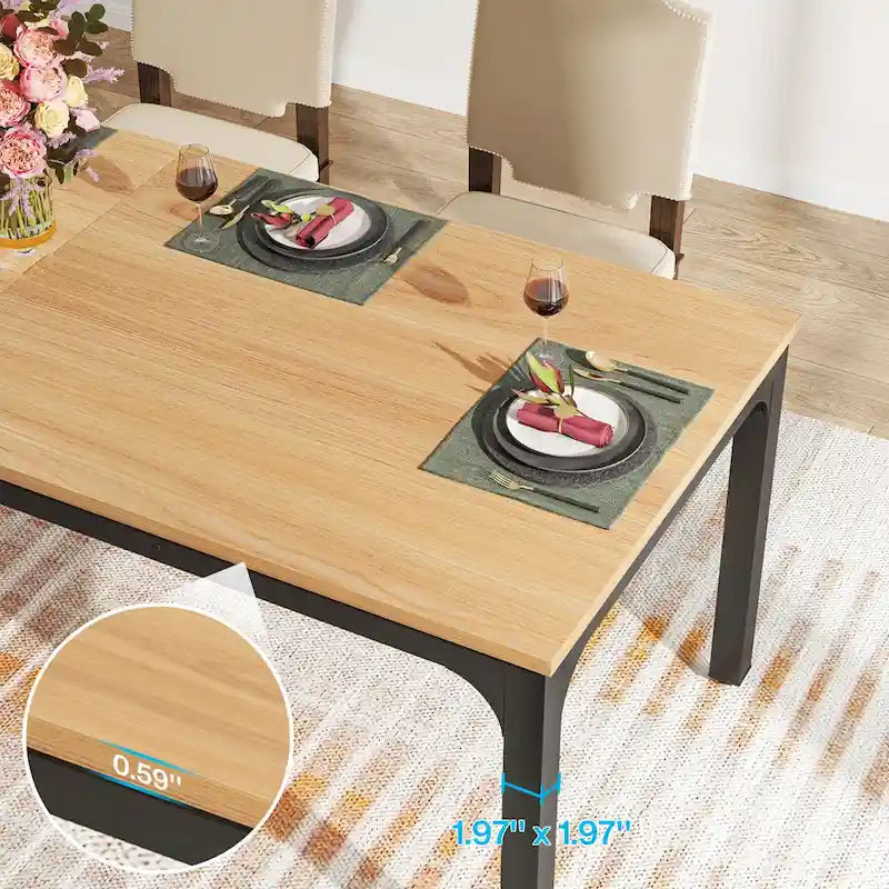 Table de salle à manger rectangulaire pour 6 à 8 personnes, 198 cm de long.