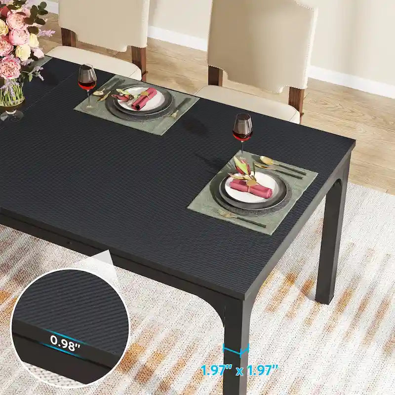 Table de salle à manger rectangulaire pour 6 à 8 personnes, 198 cm de long.