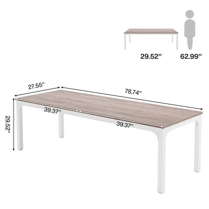 Table de salle à manger rectangulaire pour 6 à 8 personnes, 198 cm de long.