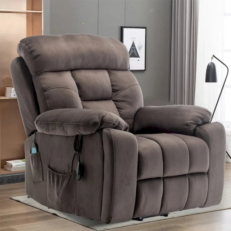 Grand fauteuil inclinable de massage électrique avec fonction chauffante et porte-gobelet dissimulé