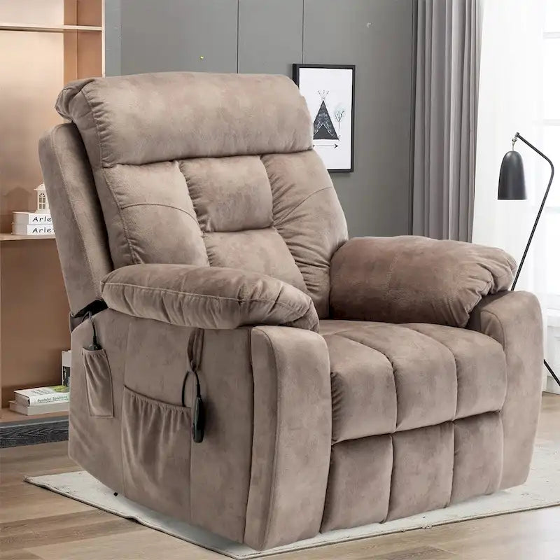 Grand fauteuil inclinable de massage électrique avec fonction chauffante et porte-gobelet dissimulé