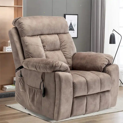 Grand fauteuil inclinable de massage électrique avec fonction chauffante et porte-gobelet dissimulé