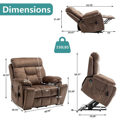 Grand fauteuil inclinable de massage électrique avec fonction chauffante et porte-gobelet dissimulé