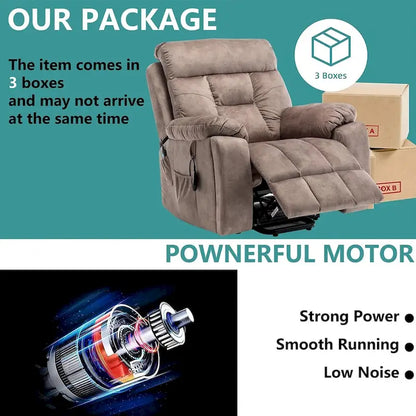 Grand fauteuil inclinable de massage électrique avec fonction chauffante et porte-gobelet dissimulé