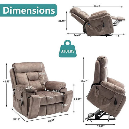 Grand fauteuil inclinable de massage électrique avec fonction chauffante et porte-gobelet dissimulé