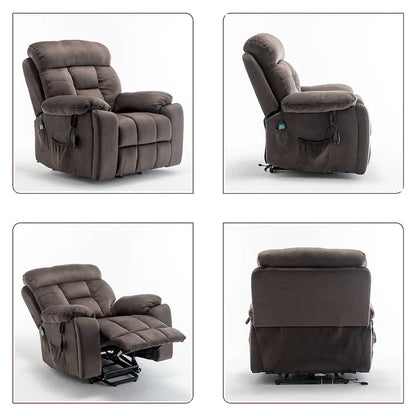 Grand fauteuil inclinable de massage électrique avec fonction chauffante et porte-gobelet dissimulé