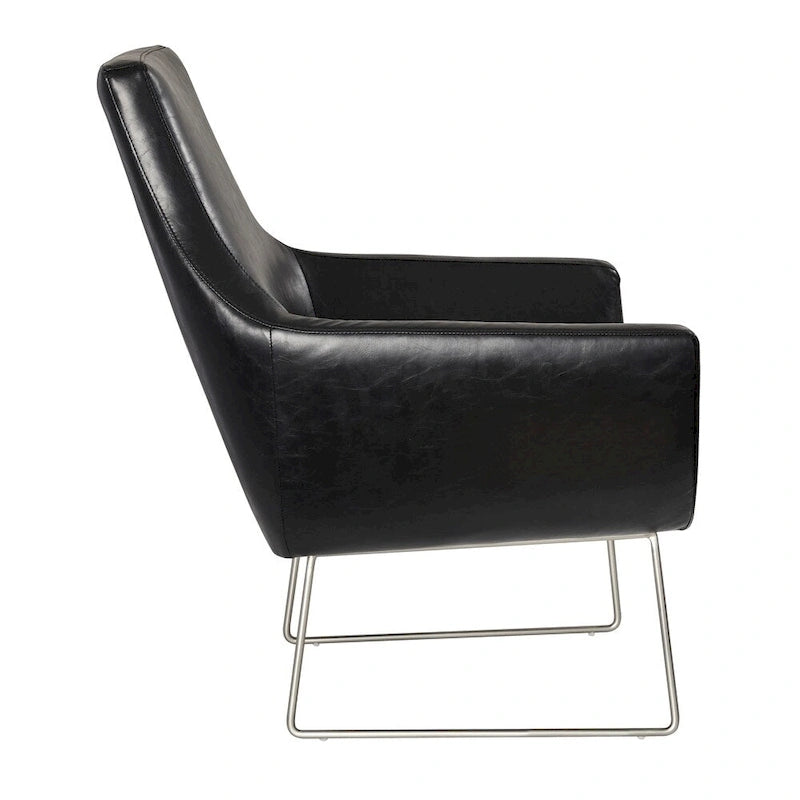 Fauteuil Adesso Kendrick en cuir noir ou camel vieilli