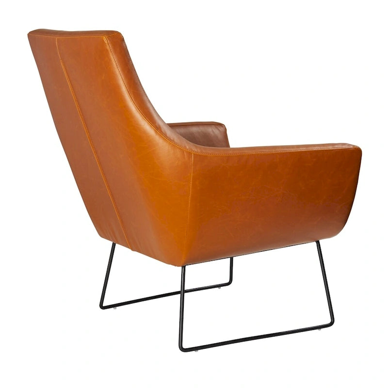 Fauteuil Adesso Kendrick en cuir noir ou camel vieilli