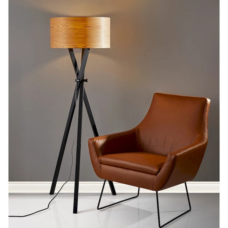 Fauteuil Adesso Kendrick en cuir noir ou camel vieilli