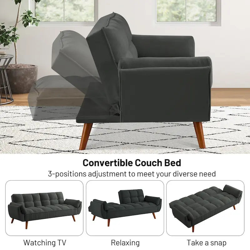 Canapé-lit convertible 75,39 € avec coussins, canapé deux places pliable pour salon