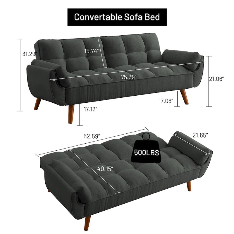 Canapé-lit convertible 75,39 € avec coussins, canapé deux places pliable pour salon