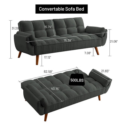Canapé-lit convertible 75,39 € avec coussins, canapé deux places pliable pour salon