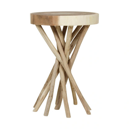 Table d'appoint en bois massif à découpe croisée et piètement en branches par East at Main - Petit modèle