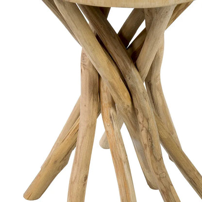 Table d'appoint en bois massif à découpe croisée et piètement en branches par East at Main - Petit modèle