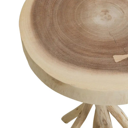 Table d'appoint en bois massif à découpe croisée et piètement en branches par East at Main - Petit modèle