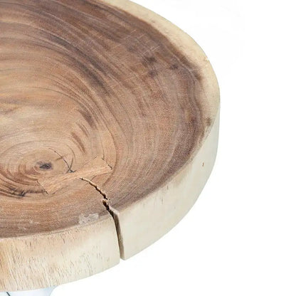 Table d'appoint en bois massif à découpe croisée et piètement en branches par East at Main - Petit modèle