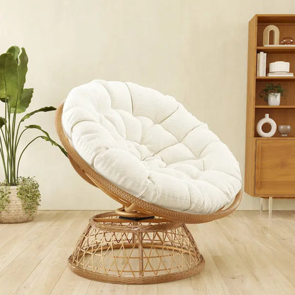 Fauteuil Papasan pivotant d'extérieur en osier jaune Cozywor