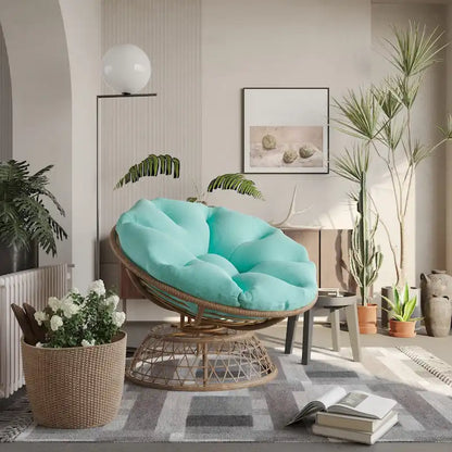 Fauteuil Papasan pivotant d'extérieur en osier jaune Cozywor