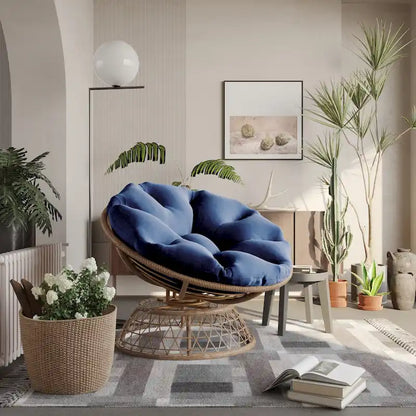 Fauteuil Papasan pivotant d'extérieur en osier jaune Cozywor