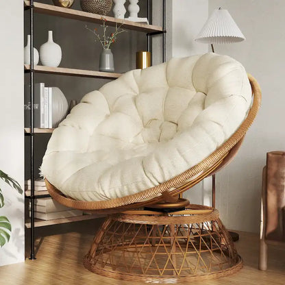 Fauteuil Papasan pivotant d'extérieur en osier jaune Cozywor
