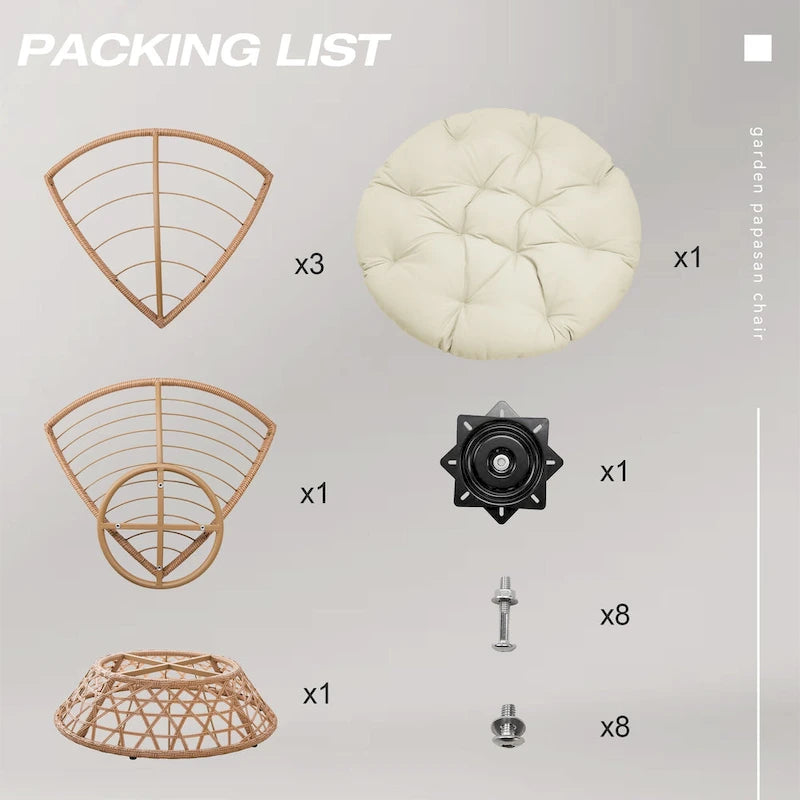 Fauteuil Papasan pivotant d'extérieur en osier jaune Cozywor