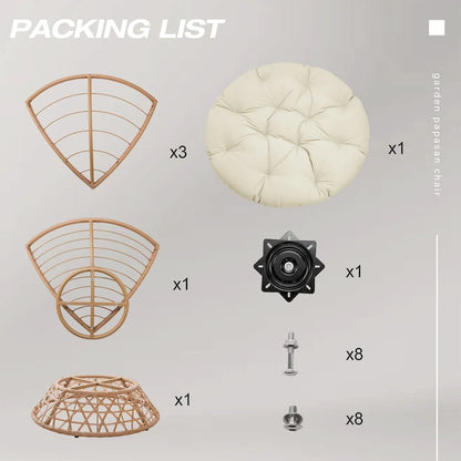 Fauteuil Papasan pivotant d'extérieur en osier jaune Cozywor