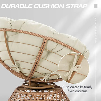 Fauteuil Papasan pivotant d'extérieur en osier jaune Cozywor