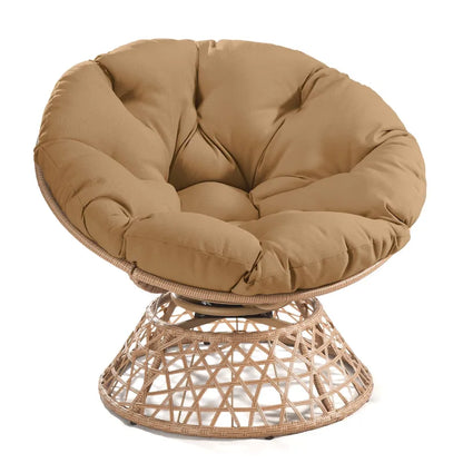 Fauteuil Papasan pivotant d'extérieur en osier jaune Cozywor