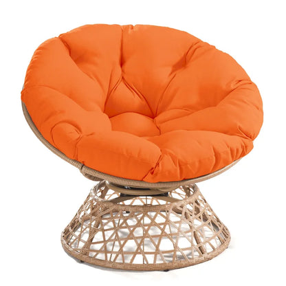Fauteuil Papasan pivotant d'extérieur en osier jaune Cozywor