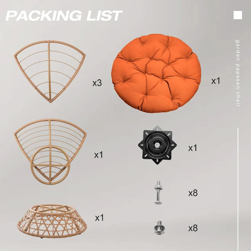 Fauteuil Papasan pivotant d'extérieur en osier jaune Cozywor