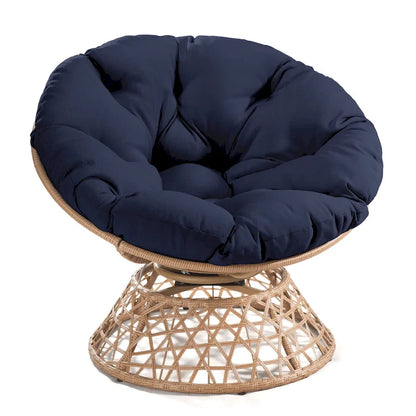 Fauteuil Papasan pivotant d'extérieur en osier jaune Cozywor