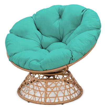 Fauteuil Papasan pivotant d'extérieur en osier jaune Cozywor