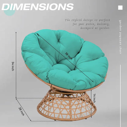 Fauteuil Papasan pivotant d'extérieur en osier jaune Cozywor