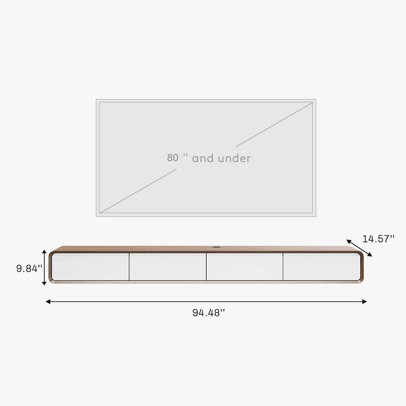 Meuble TV suspendu moderne pour salon, centre multimédia mural avec tiroirs de rangement, bois massif, entièrement assemblé