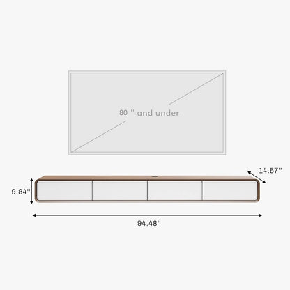 Meuble TV suspendu moderne pour salon, centre multimédia mural avec tiroirs de rangement, bois massif, entièrement assemblé