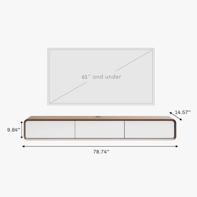 Meuble TV suspendu moderne pour salon, centre multimédia mural avec tiroirs de rangement, bois massif, entièrement assemblé