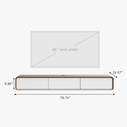 Meuble TV suspendu moderne pour salon, centre multimédia mural avec tiroirs de rangement, bois massif, entièrement assemblé