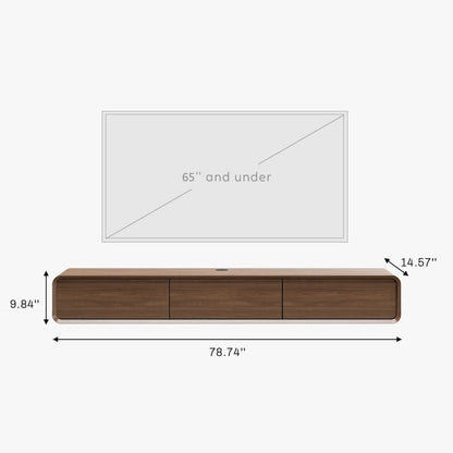 Meuble TV suspendu moderne pour salon, centre multimédia mural avec tiroirs de rangement, bois massif, entièrement assemblé