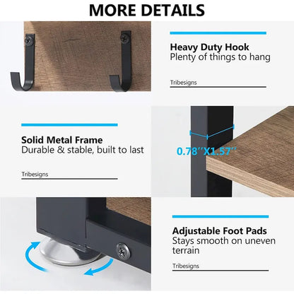 Ensemble porte-manteau et banc à chaussures pour entrée, style industriel.