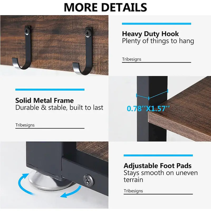 Ensemble porte-manteau et banc à chaussures pour entrée, style industriel.