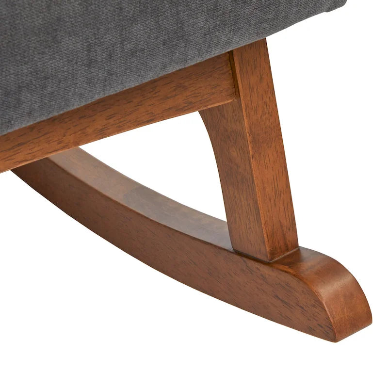 Fauteuil à bascule Lifestorey Mick en bois d'hévéa, style moderne du milieu du siècle