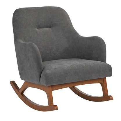 Fauteuil à bascule Lifestorey Mick en bois d'hévéa, style moderne du milieu du siècle