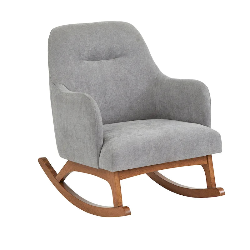 Fauteuil à bascule Lifestorey Mick en bois d'hévéa, style moderne du milieu du siècle