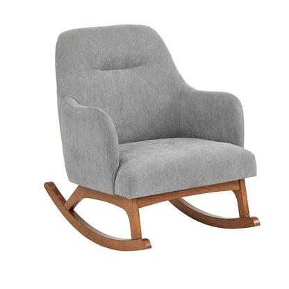 Fauteuil à bascule Lifestorey Mick en bois d'hévéa, style moderne du milieu du siècle