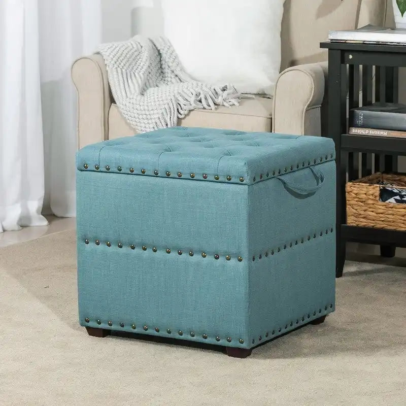 Pouf carré en tissu Adeco avec plateau