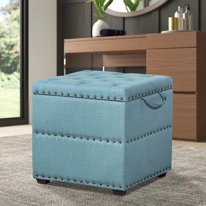 Pouf carré en tissu Adeco avec plateau