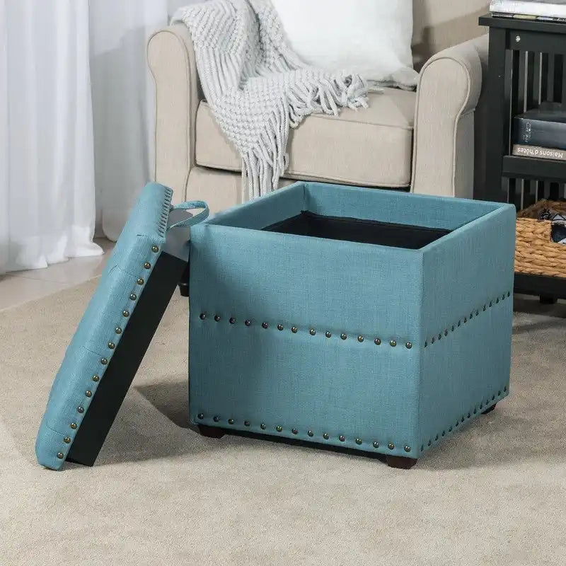 Pouf carré en tissu Adeco avec plateau