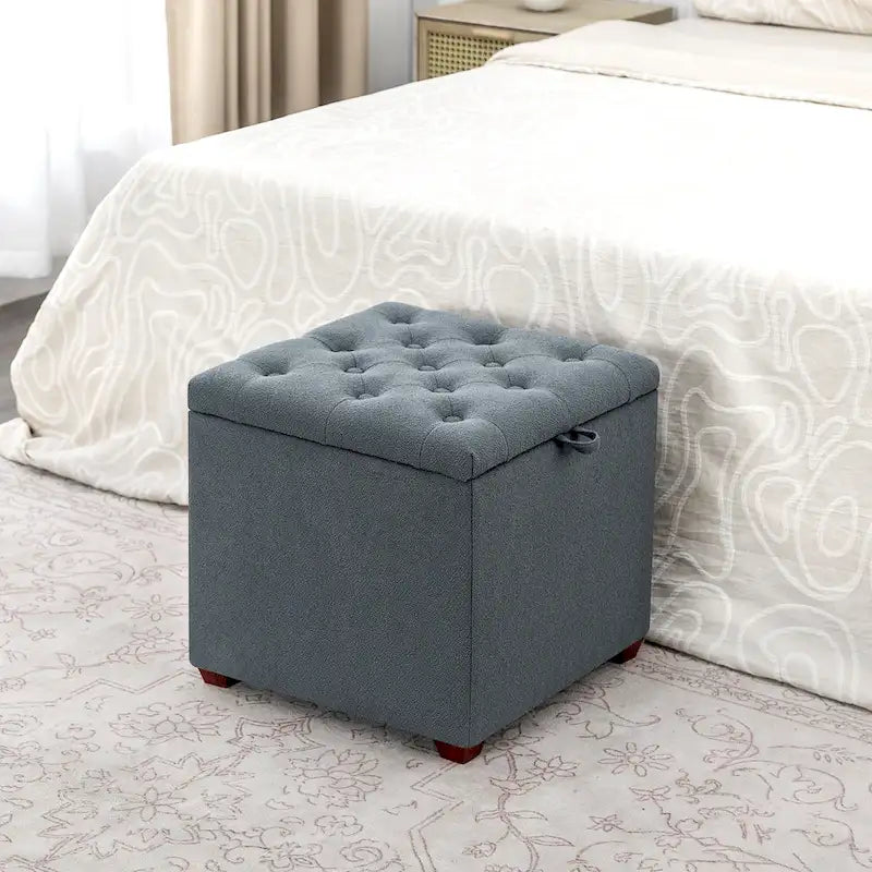 Pouf carré en tissu Adeco avec plateau